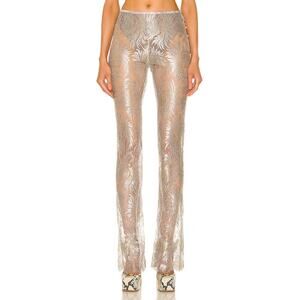 Coperni Lace Flared Silver Polyamide Trouser Size 36